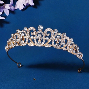 Retro Baroque Wedding Tiara Crown Alloy Rhinestone Palace Style Luxury Bride Headband For Women Party Jewelry Accessories