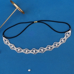 Elegant rhinestone wavy elastic headband for weddings and formal evening dress events
