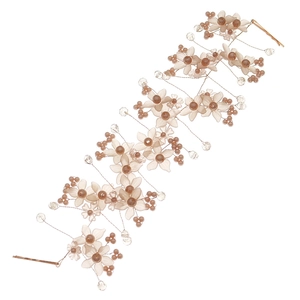 Handmade bridal hair vine with acrylic flowers, pearls and crystals on a flexible gold wire