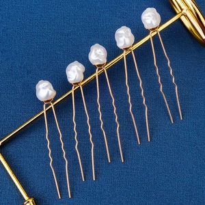Baroque Imitation Artificial Pearl U Shaped Hair Pins Gold Alloy Vintage Irregular Wedding Bridal Hair Sticks For Women Hair Accessories