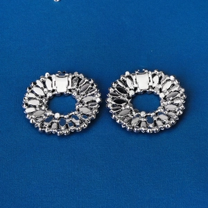 Sparkling crystal shoe clips with geometric rhinestones and silver metal base DIY accessories