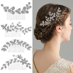 Peigne à Cheveux en Alliage d'Argent avec Papillons et Fleurs avec Strass et Perles Artificielles Bijoux de Mariage