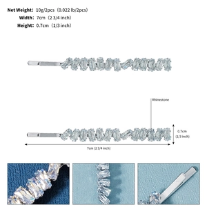 Detail showing dimension and macro view of crystal rhinestone hair clips set
