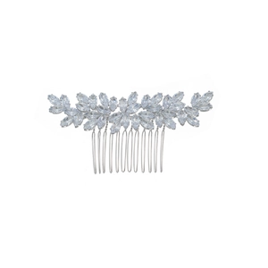 Elegant silver bridal hair comb with marquise crystals for wedding hair styling