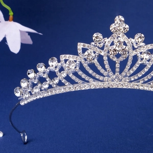 Elegant silver tiara with sparkling rhinestones for bridal parties and weddings