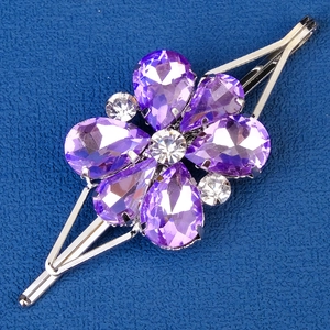 Eleganter lila Kristall Blumen Haarrclip mit Legierungsbasis für Hochzeiten und Alltag