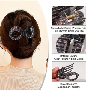 Elegant figure-8 shark hair claw clip with tortoiseshell texture for thick hair