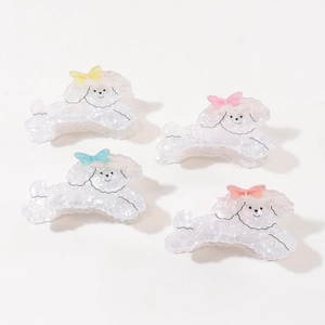 Lot de pinces à cheveux chiot avec nœuds colorés et finition nacrée pour femmes