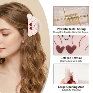 Molla per capelli rosa a forma di pane con motivi carini e robusta molla in metallo