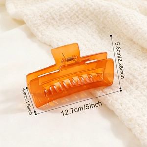 Grande molletta per capelli rettangolare arancione traslucida lunga 12,7 cm
