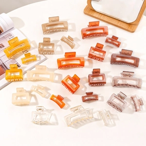 Minimalist Transparent Square Hair Claw Clips Geometric Hollow Hair Clips Large Small Matte Shark Clip Hair Accessories For Women