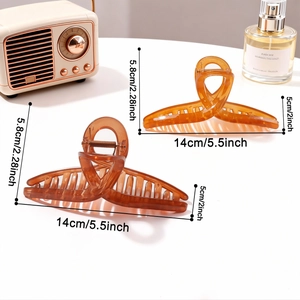 Lot de grandes pinces à cheveux ambre transparentes de 14cm pour femmes et filles