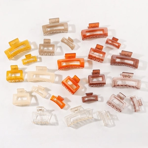 Transparent square hair claw clips set in various sizes and warm colors for women