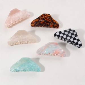 Set of 6 large stylish claw clips in various patterns for elegant hair styling