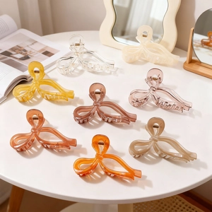 Elegant Transparent Bowknot Hair Claw Clip PVC Simple Shark Clip Versatile Large Hair Styling Accessory For Women Girls