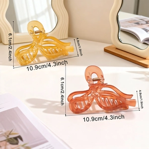 Transparent resin bow hair claw clip for women, large 10.9cm shark clip for thick hair styling