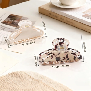 Large tortoiseshell and cream hair claw clips with 4-inch dimensions for thick hair