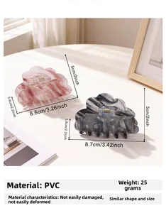 Cloud-shaped hair claw clips set in pink and grey marble finish with exact dimensions