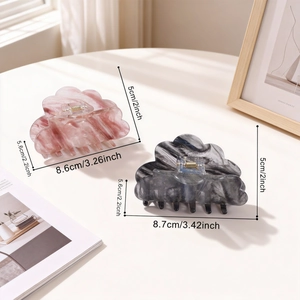 Dreamy gradient cloud hair claw clip in marble pink and charcoal grey acetate finish