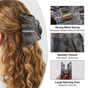 Marble acetate cloud hair claw clip with strong metal spring and wide opening design