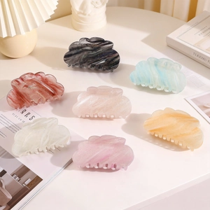Cloud-shaped gradient marble claw clips with glitter finish set of 7 assorted colors