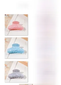 Detailed size view of six assorted macaron colored pearlescent hair claw clips