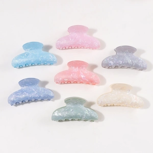 Pearlescent large hair claw clips set in 7 macaron colors for elegant women hairstyles