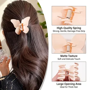 Pince à Cheveux Papillon Mate Plastique Grande Pince Requin Doux Accessoires Cheveux Pour Femmes Filles Coiffage Quotidien