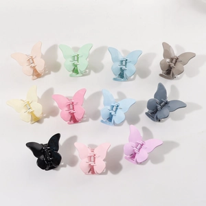 Pinces à cheveux papillon brillantes en couleurs Morandi avec ressort métallique robuste