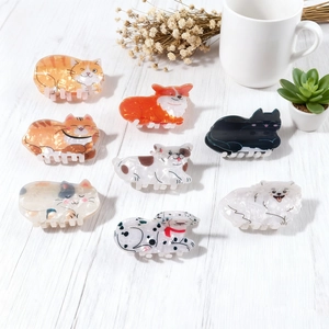 Pinces à Cheveux Mignonnes en Forme d'Animaux de Dessin Animé PVC Chat Chien Pinces à Cheveux pour Cheveux Épais Antidérapantes