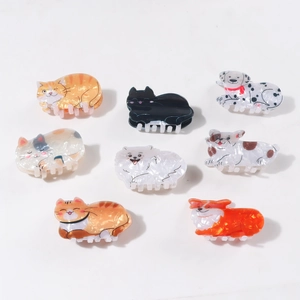 Pinces à cheveux mignonnes en acétate avec motifs de chats et chiens pour femmes