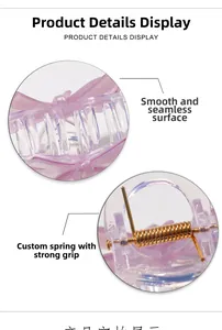 Detail view of purple bow hair claw featuring smooth serrated teeth and golden metal spring