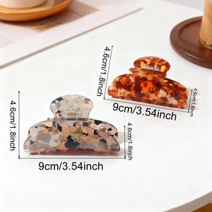 Set of two large 9cm tortoise and floral pattern hair claw clips for stylish women hairstyles