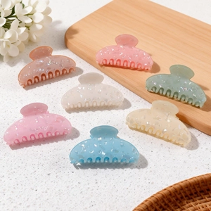 Elegant Marble Texture Hair Claw Clip For Women High Quality PVC Shell Pattern Shark Clip Fashion Hair Accessories