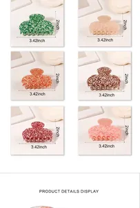 Detailed grid view of six acetate claw clips with speckled textures in multiple colors