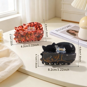 Schicke Schildpatt- und schwarze Katzen-Haarklammern mit goldenen Umrissen