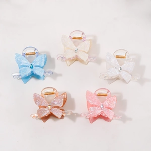 Lot de pinces à cheveux papillon étincelantes en bleu beige et rose avec strass
