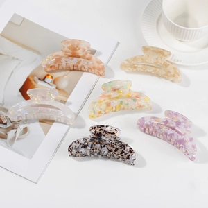 Élégante Grande Pince À Cheveux En Acétate Pour Femmes Motif Marbre Écaille De Tortue Accessoire Cheveux Épais Style Français