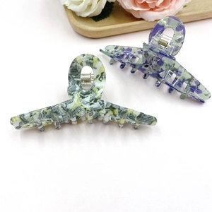 Large marble pattern claw clips for thick hair, set of two hair accessories for women