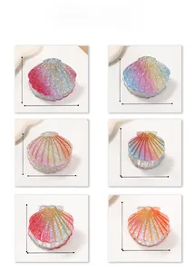Detailed grid of shell hair claws in various sizes and glittery gradient colors