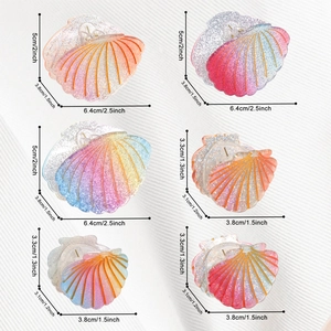Colorful shell hair claws in gradient glitters and various sizes for women