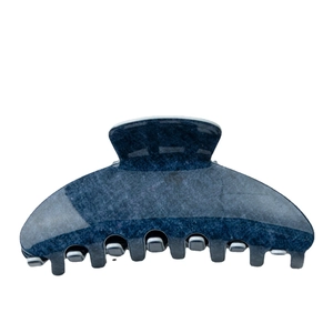 Grande pince à cheveux texture denim bleu foncé pour fixation de coiffure femme