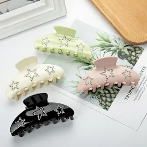 Acrylic Large Hair Claw Clip For Women Rhinestone Star Pattern Sweet Fashion Hairpin For Thick Hair Daily Styling Tool