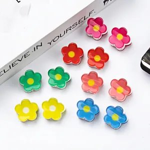Mini Flower Hair Claw Clips Acrylic Multi Color Small Hairpins Sweet Floral Hair Accessories For Women Kids Casual Styling