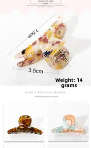Detailed view of 7.5cm acetate hair claw clip featuring marble and tortoiseshell patterns