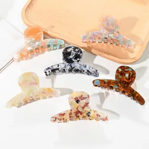 Handmade Marble Pattern PVC Hair Claw Clip Retro Tortoiseshell Large Hairclip For Women Fresh Sweet Styling Hair Accessories