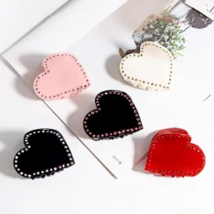 Süße Herz Haarklammer Acryl Goldrand Strass Haarschmuck Elegant Romantisch Herz Haarklemme Für Damen Mädchen Täglich Party