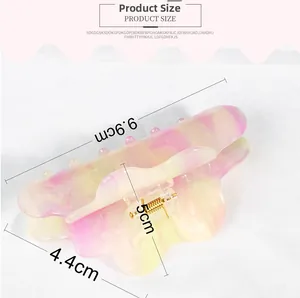 Dimensioni dettagliate di una pinza per capelli in acetato sfumato con glitter dorati