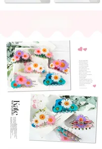 Pinces à cheveux en forme de nuage avec motifs marguerites en résine colorée