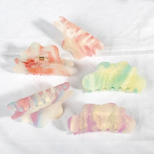 Set di 5 mollette per capelli a nuvola con sfumature colorate e effetto marmo